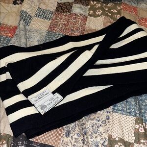 Vintage Castells of Oxford Varsity Shop Black White Striped Pure New Wool Scarf